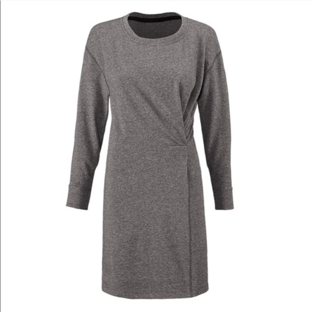 Cabi Put On Dress 3650 Gray Ruched Waist Sweatshirt Mini Casual Dress Small